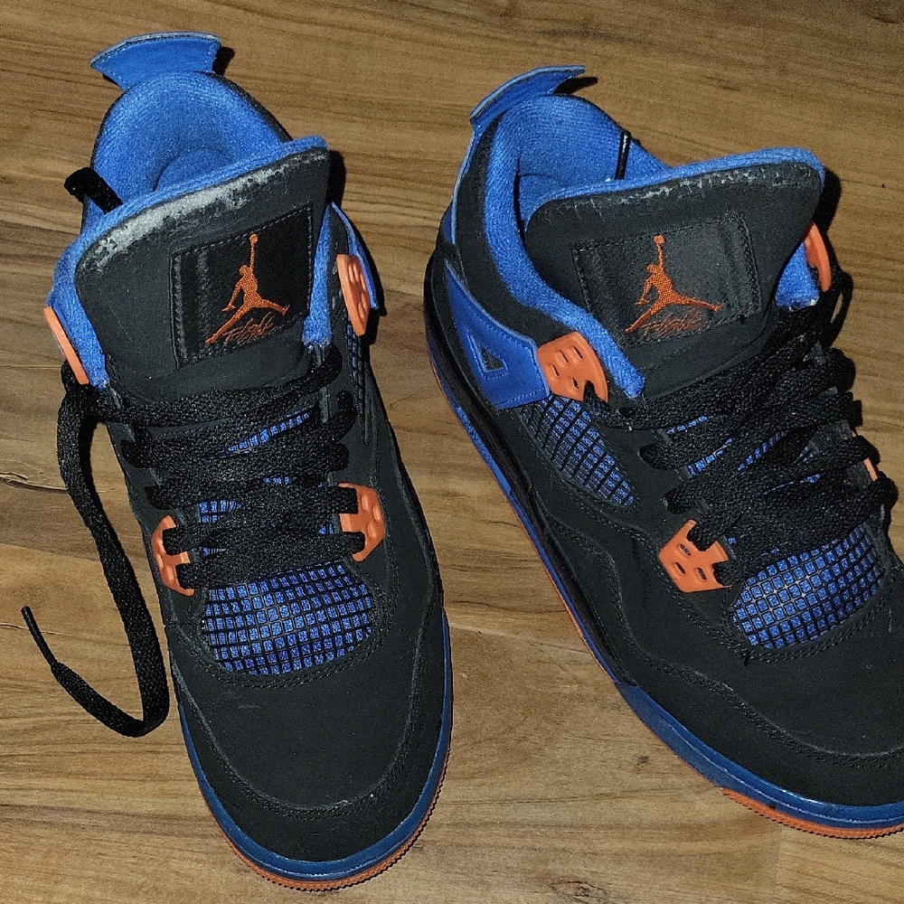 Jordan Kids Sneakers in Black, Blue, and Orange Accents